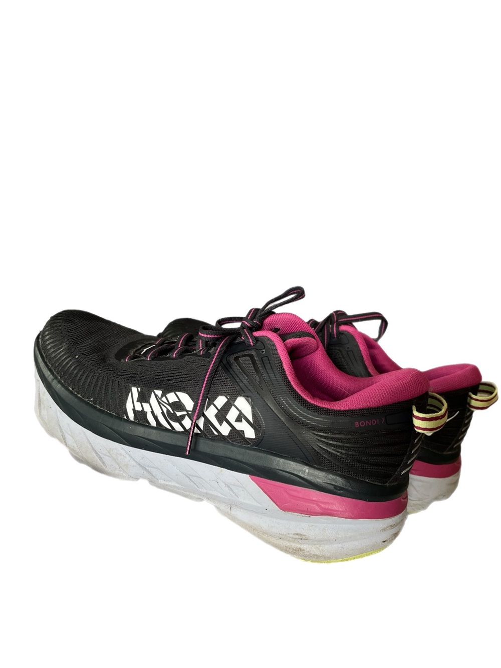 Hoka Bondi 7 Women's Black and Hot Pink Running Shoe Size 9